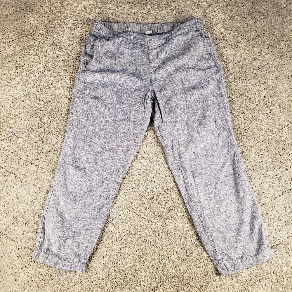Old Navy Pants Womens 8 Blue Harper Pull On Linen Blend Loose Lagenlook Wide Leg
